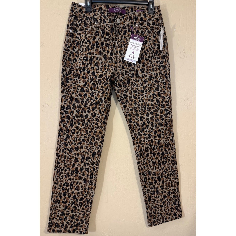 Gloria Vanderbilt Pants Women 8 Leopard Shape Effect Tummy Sculpt Straight NEW